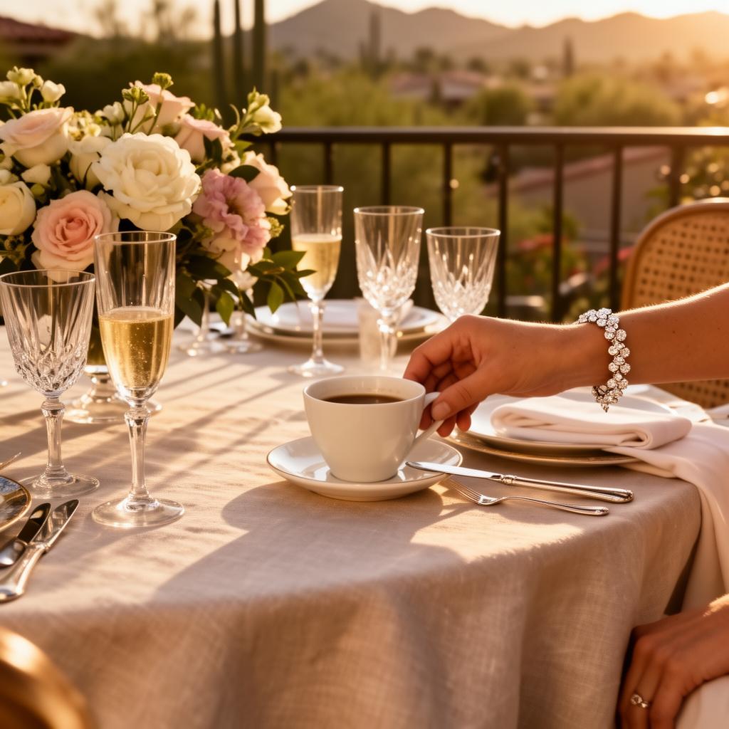 Champagne brunch on a sunlit terrace